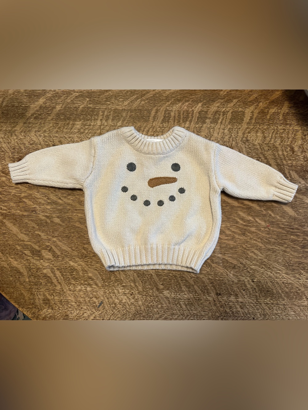 Little Co. Cream Baby Sweater with Snowman Motif
